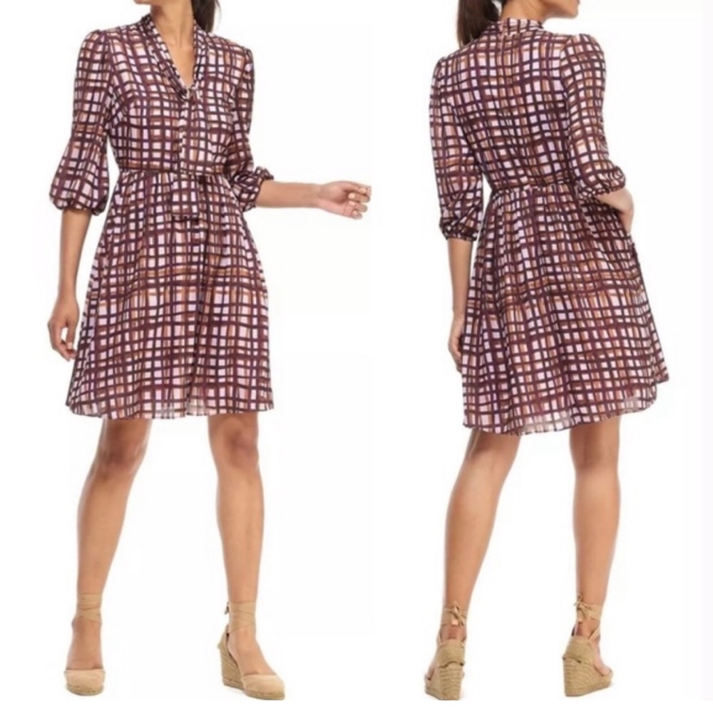 Plaid V-Neck Dress